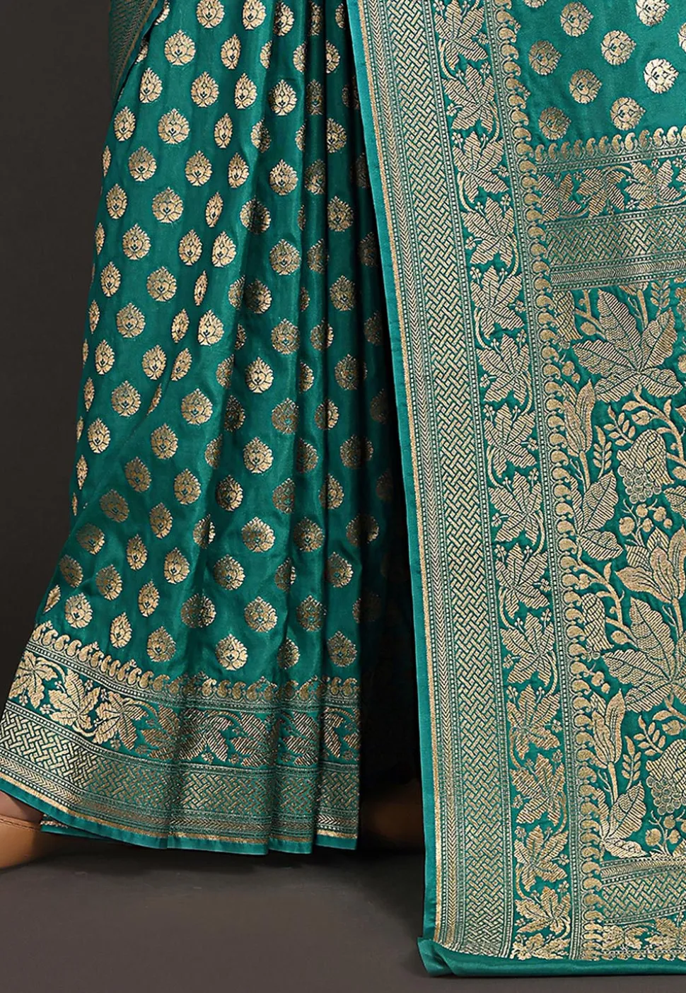 Banarasi Saree in Teal Green
