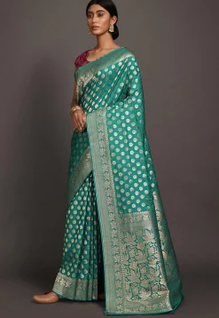 Banarasi Saree in Teal Green