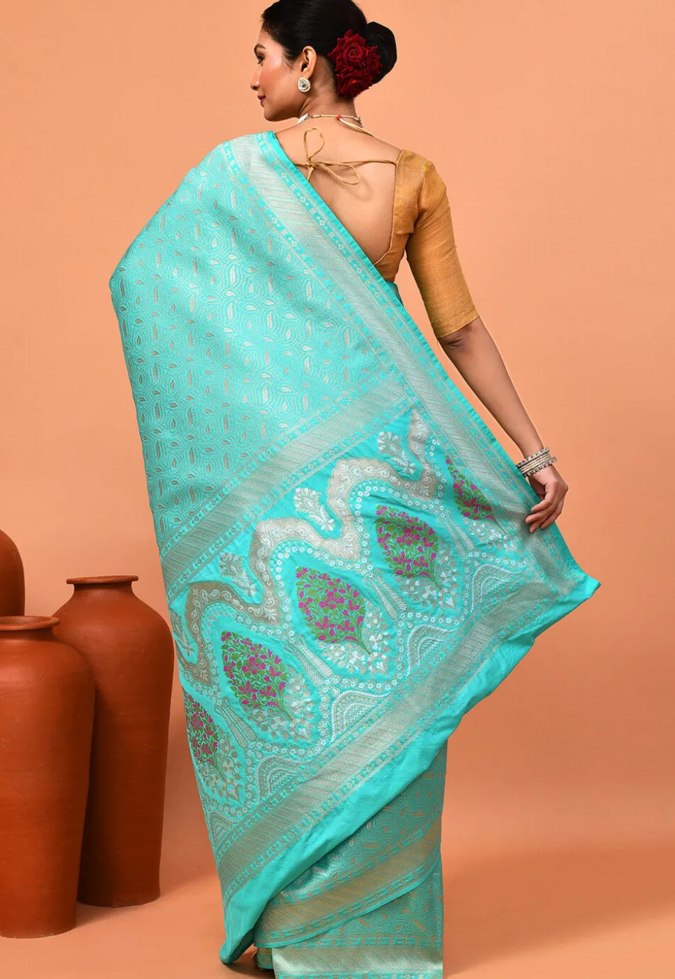 Banarasi Saree in Turquoise