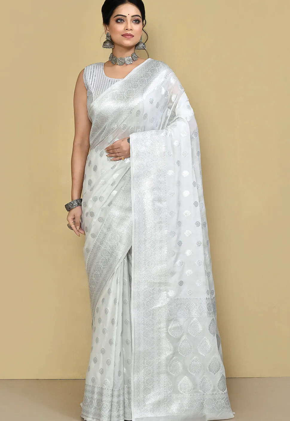 Banarasi Saree in White
