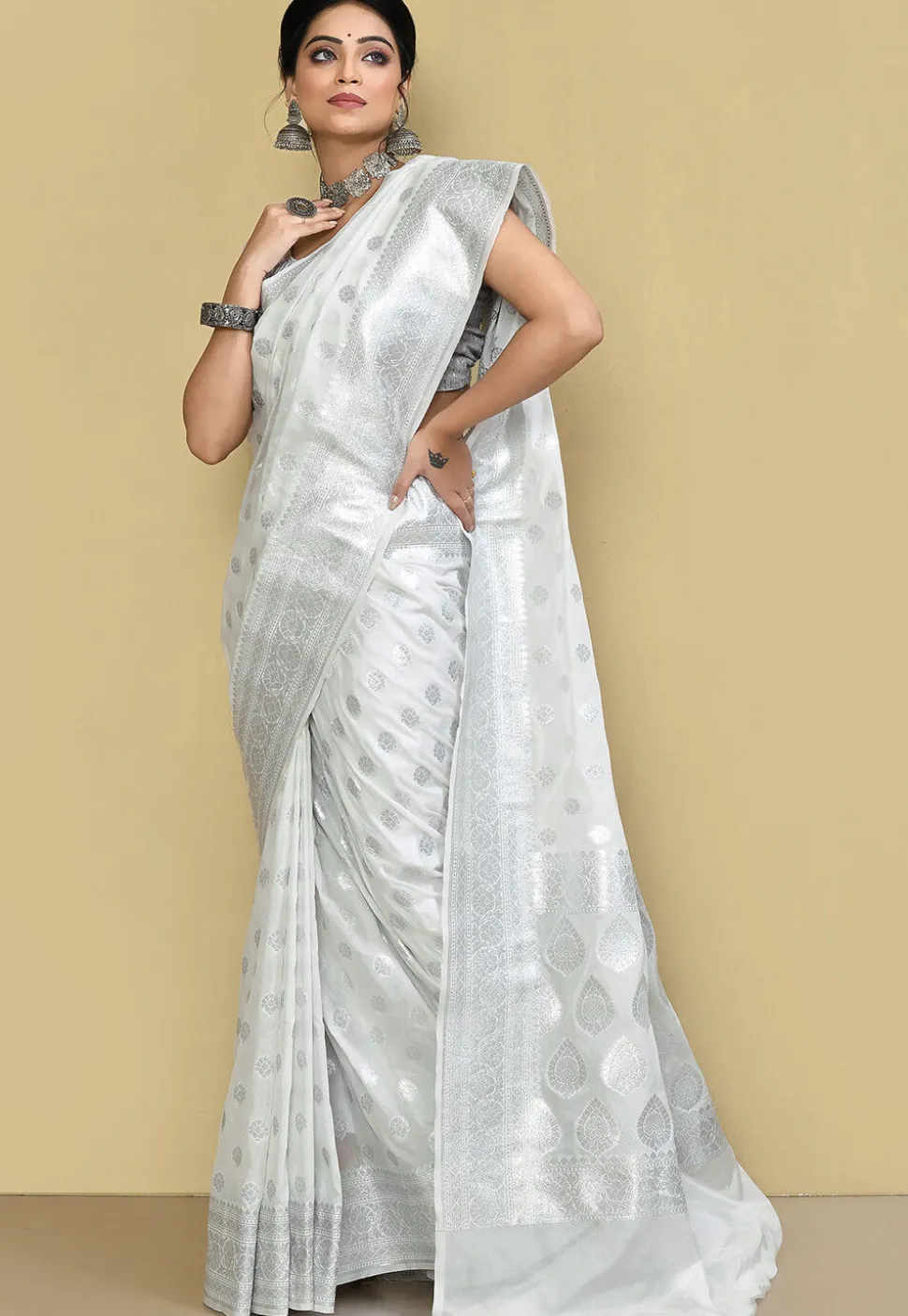 Banarasi Saree in White
