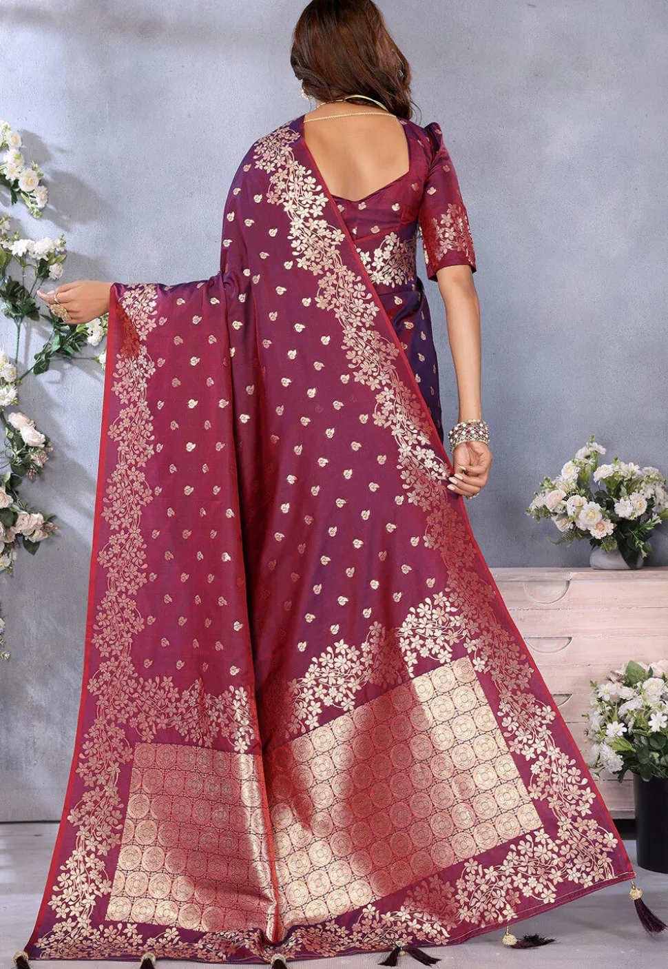 Banarasi Saree in Wine