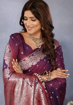 Banarasi Saree in Wine