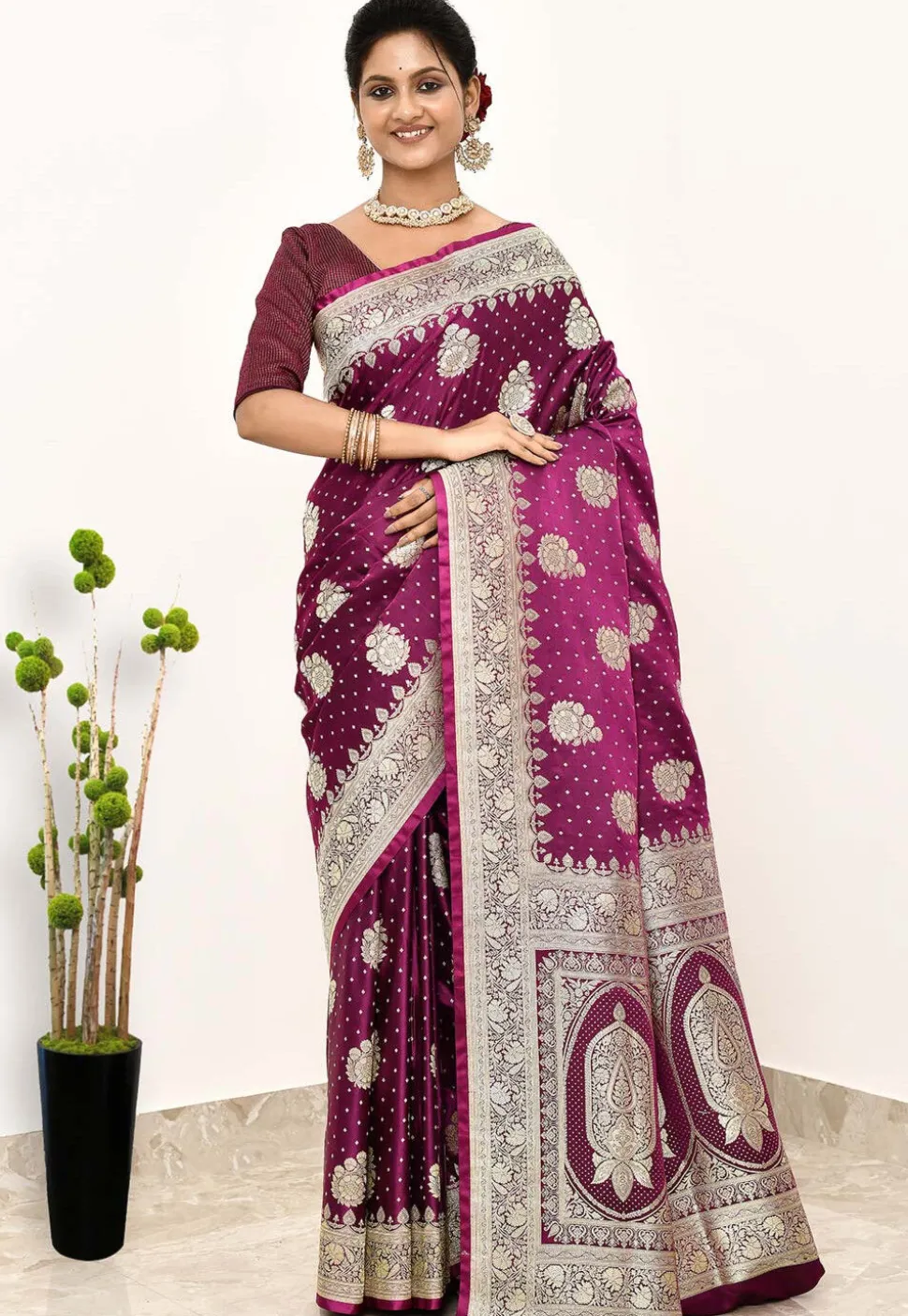 Banarasi Saree in Wine