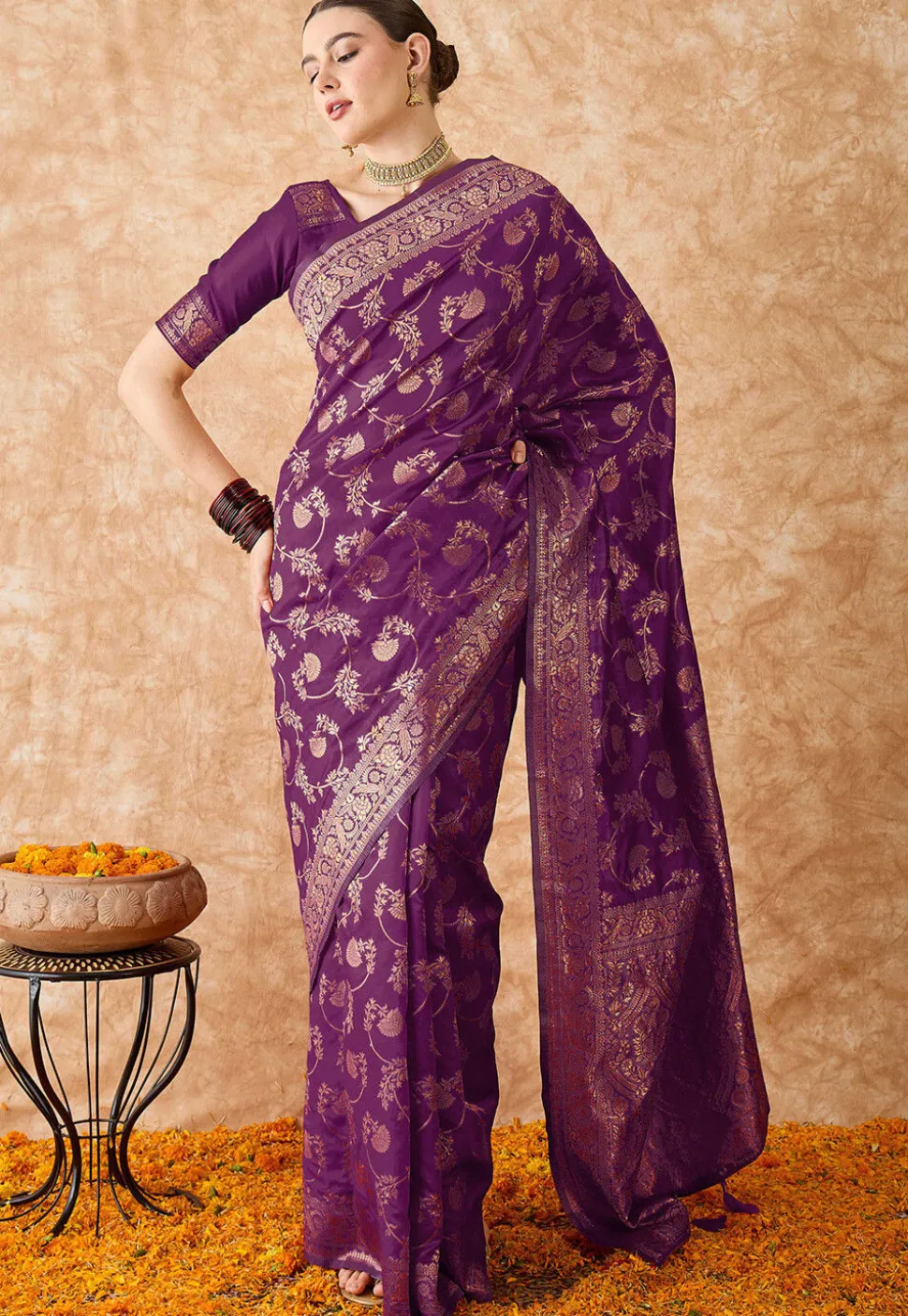 Banarasi Saree in Wine