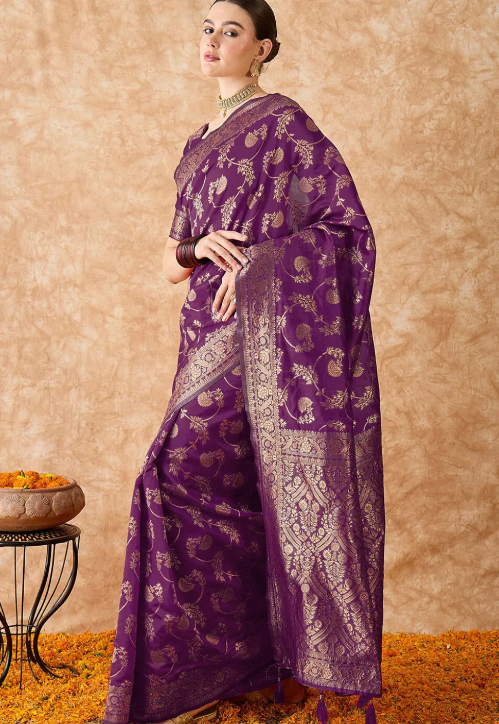 Banarasi Saree in Wine