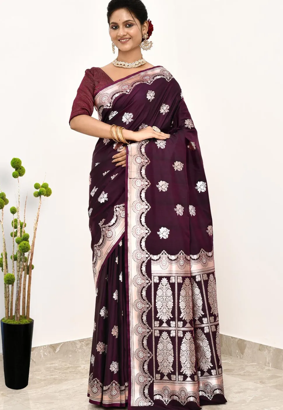 Banarasi Saree in Wine