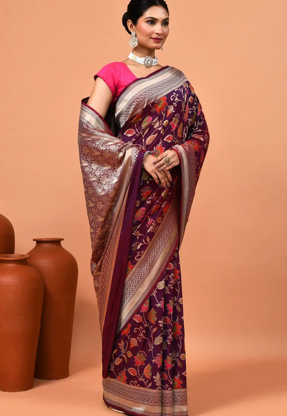 Banarasi Saree in Wine