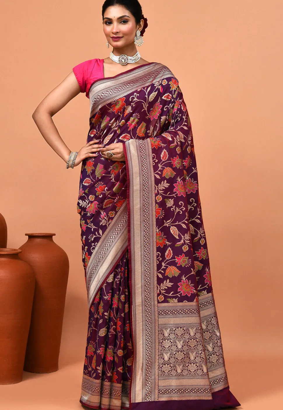 Banarasi Saree in Wine