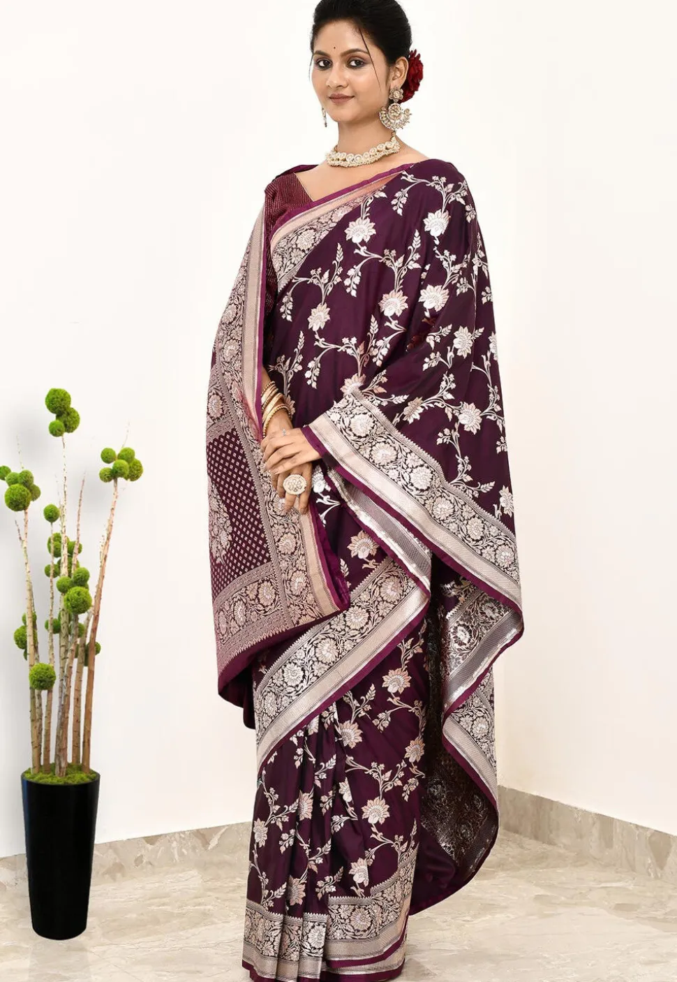 Banarasi Saree in Wine