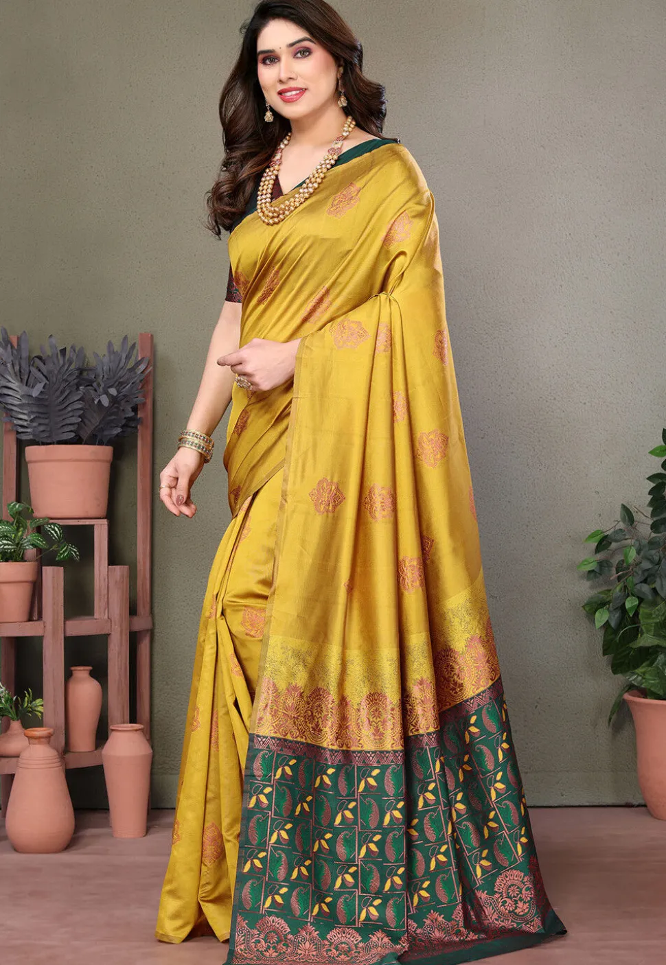 Banarasi Saree in Yellow