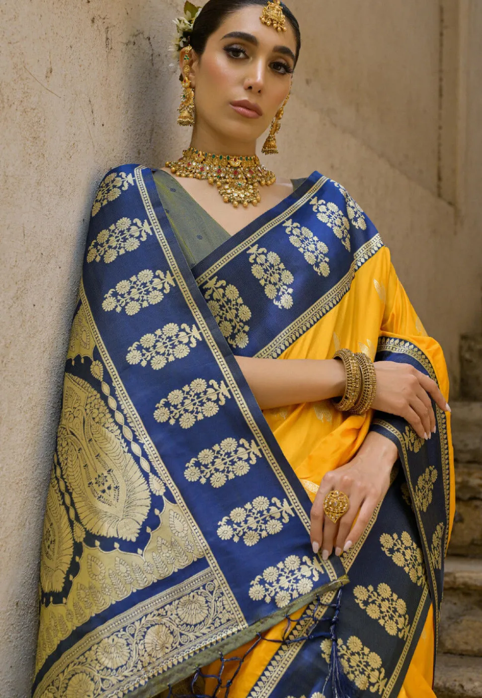 Banarasi Saree in Yellow