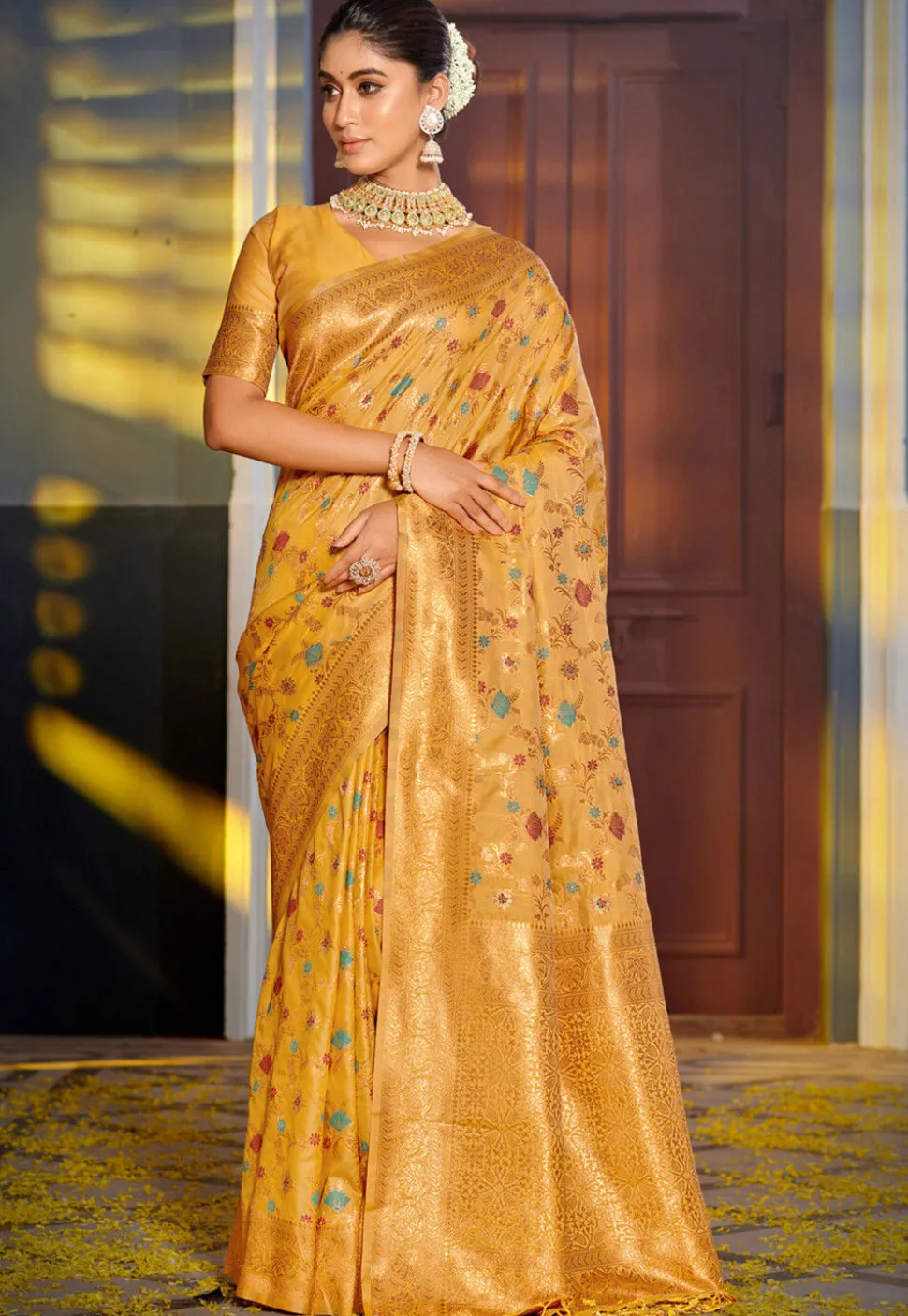 Banarasi Saree in Yellow