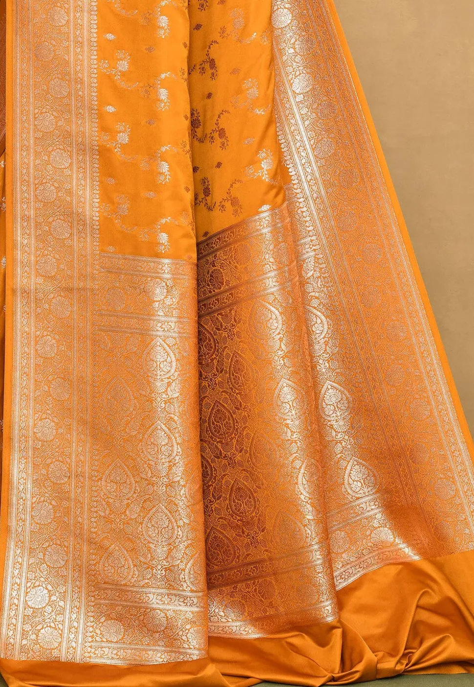 Banarasi Satin Silk Saree in Mustard