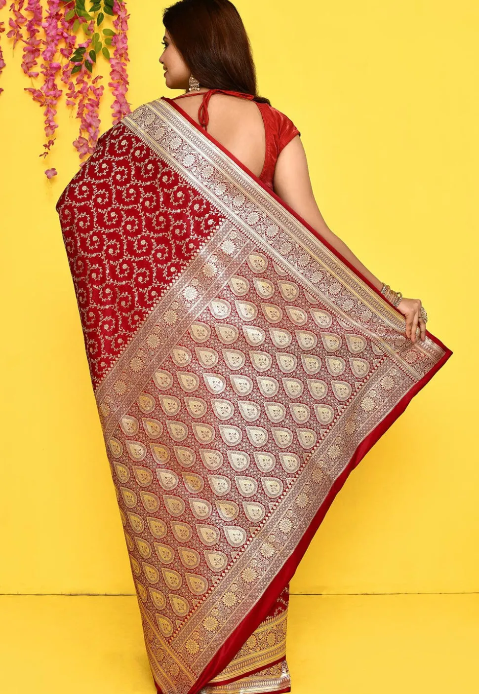 Banarasi Satin Silk Saree in Red