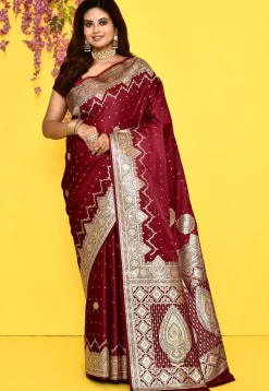 Banarasi Satin Silk Saree in Maroon