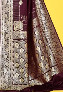 Banarasi Satin Silk Saree in Wine