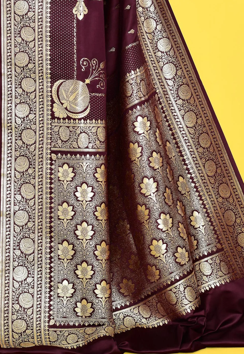 Banarasi Satin Silk Saree in Wine