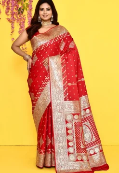 Banarasi Satin Silk Saree in Red