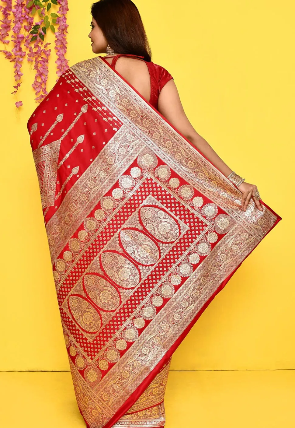 Banarasi Satin Silk Saree in Red