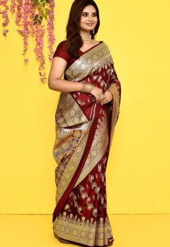 Banarasi Satin Silk Saree in Maroon