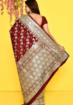Banarasi Satin Silk Saree in Maroon