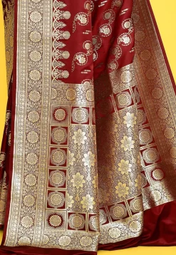 Banarasi Satin Silk Saree in Maroon