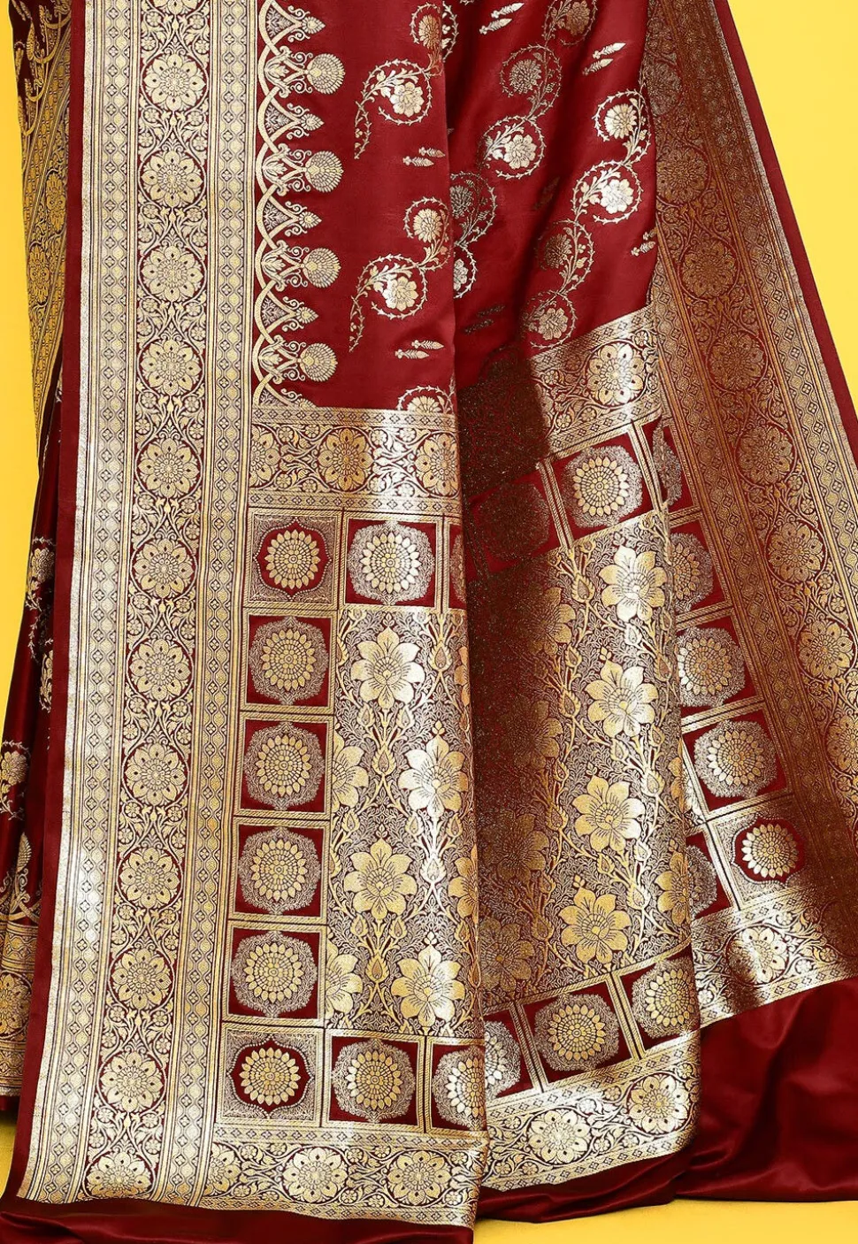 Banarasi Satin Silk Saree in Maroon