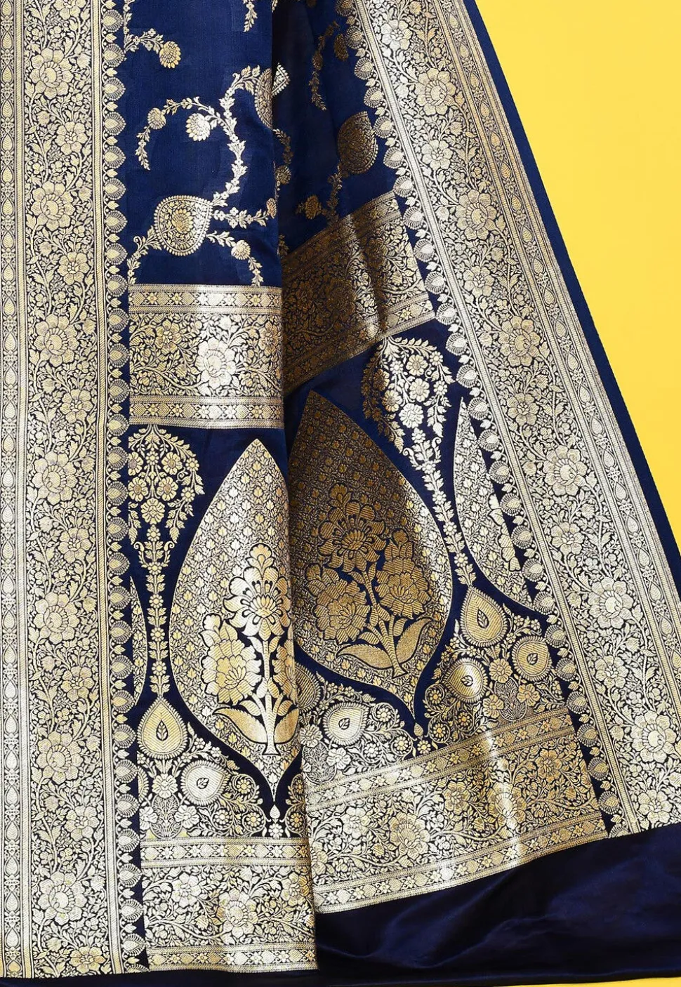Banarasi Satin Silk Saree in Navy Blue