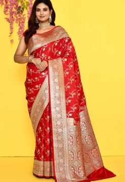 Banarasi Satin Silk Saree in Red