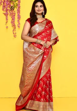 Banarasi Satin Silk Saree in Red