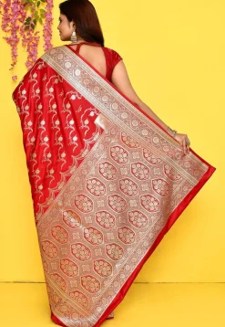 Banarasi Satin Silk Saree in Red