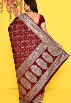Banarasi Satin Silk Saree in Maroon