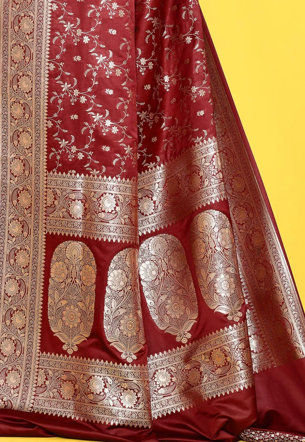 Banarasi Satin Silk Saree in Maroon