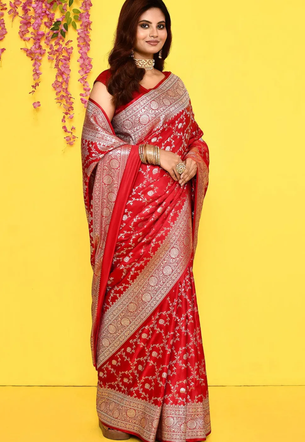 Banarasi Satin Silk Saree in Red