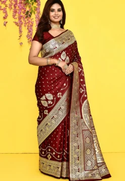 Banarasi Satin Silk Saree in Maroon
