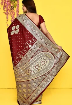 Banarasi Satin Silk Saree in Maroon