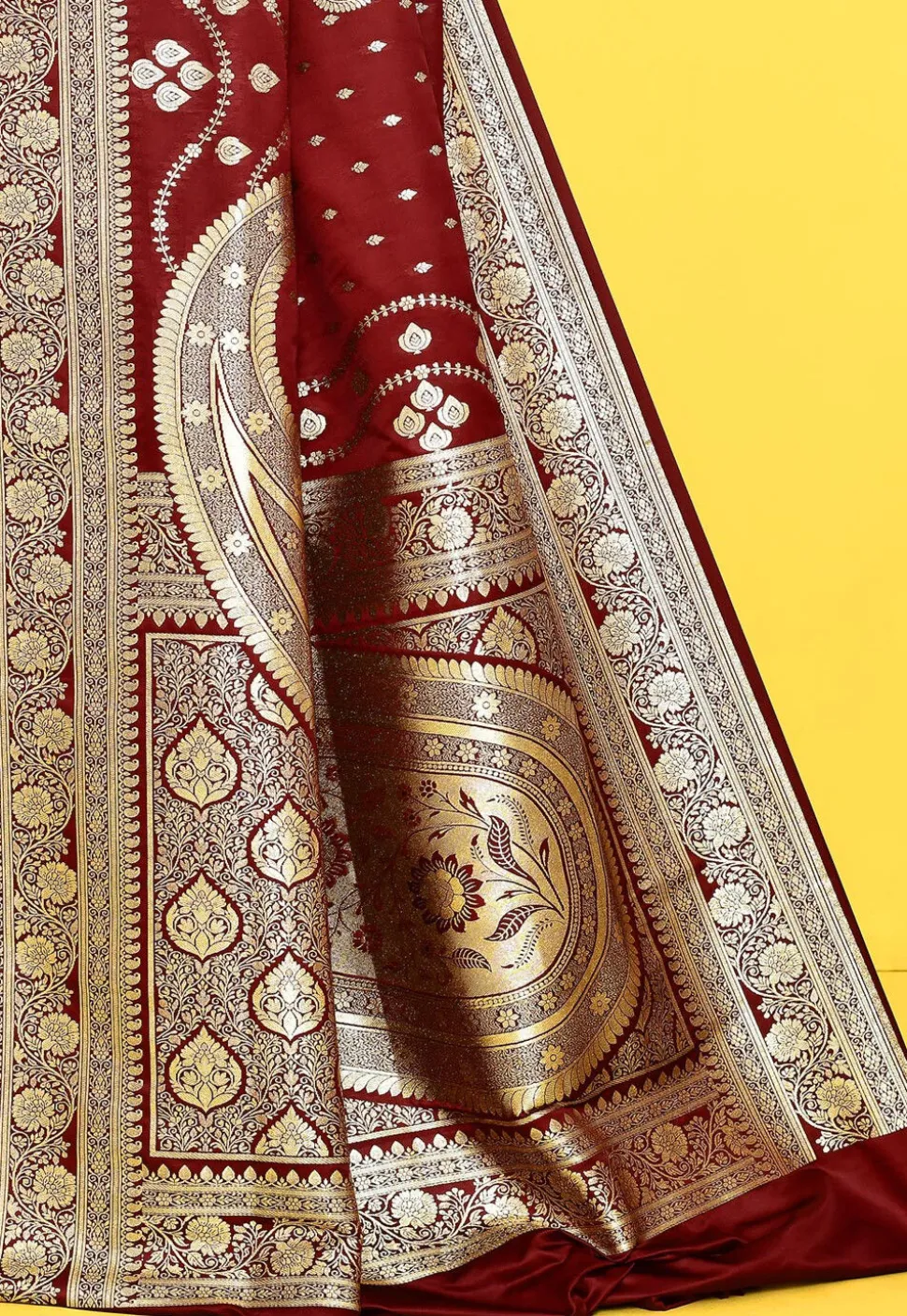 Banarasi Satin Silk Saree in Maroon