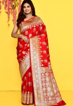 Banarasi Satin Silk Saree in Red