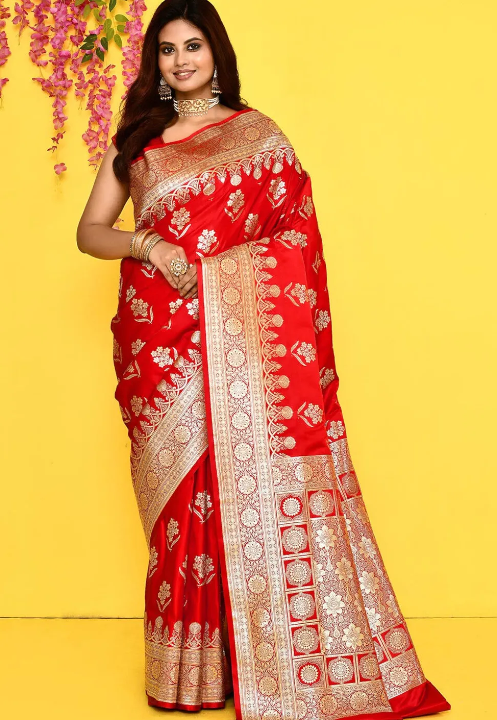 Banarasi Satin Silk Saree in Red