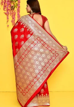 Banarasi Satin Silk Saree in Red