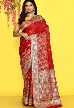 Banarasi Satin Silk Saree in Red
