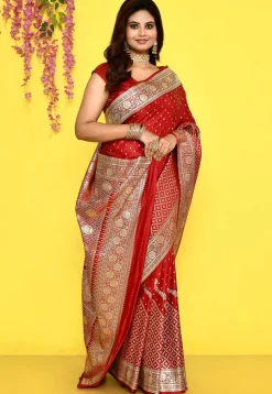 Banarasi Satin Silk Saree in Red