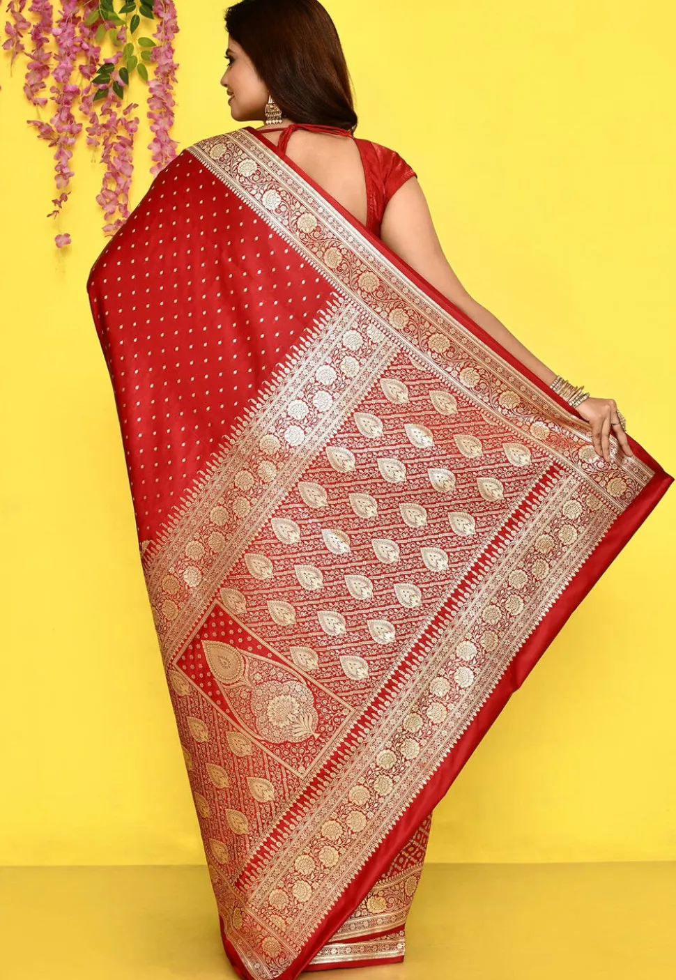 Banarasi Satin Silk Saree in Red