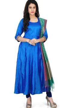 Banarasi Silk Anarkali Suit in Blue