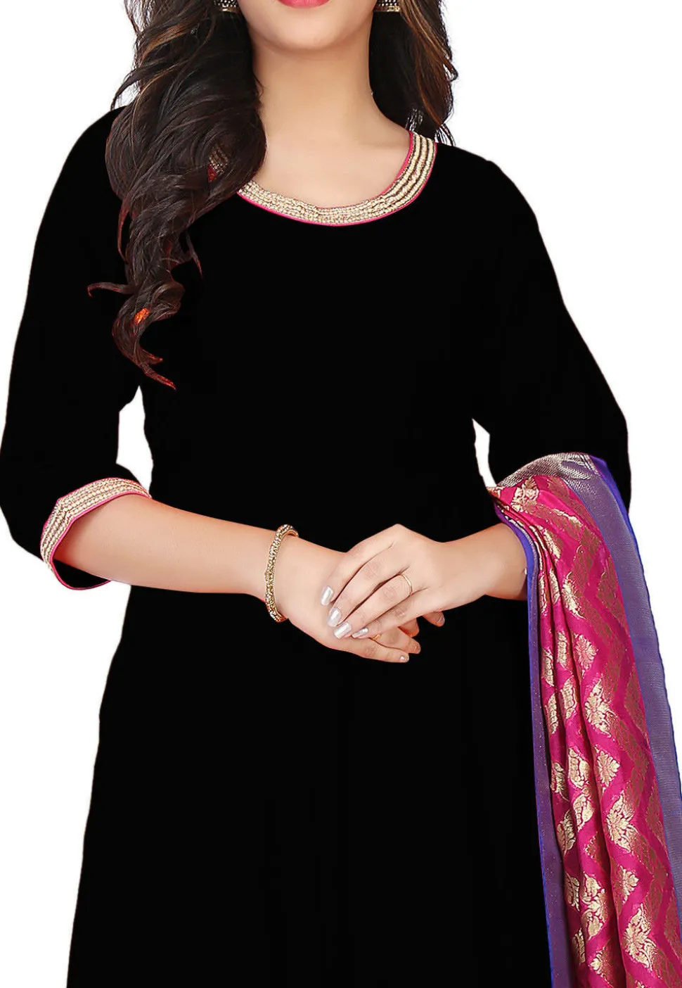 Banarasi Silk Anarkali Suit in Black