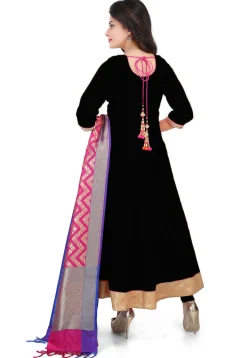 Banarasi Silk Anarkali Suit in Black