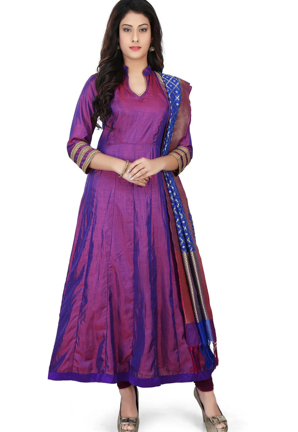 Banarasi Silk Anarkali Suit with Pure Silk Dupatta in Purple