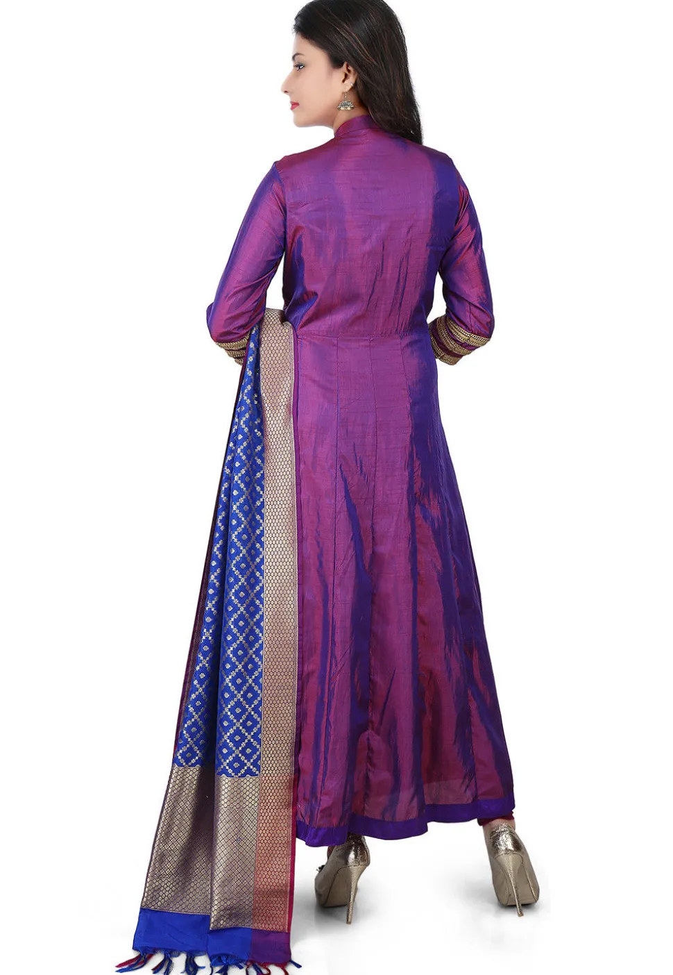 Banarasi Silk Anarkali Suit with Pure Silk Dupatta in Purple