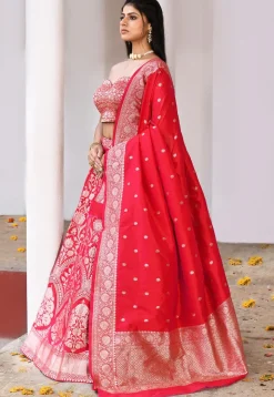 Banarasi Silk Lehenga in Red